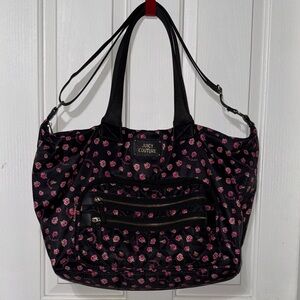 Juicy Couture Black Tote with Pink Floral Pattern